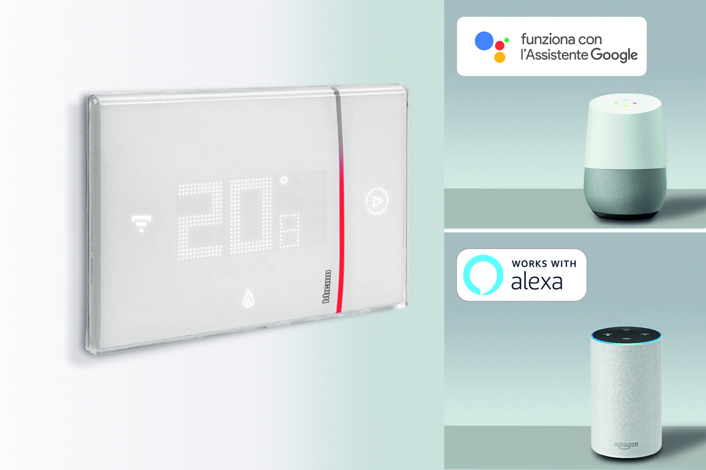 Termostato da parete smart, programmabile tramite app e gestibile da  remoto, compatibile con google assistant, alexa e apple homekit, colore  bianco